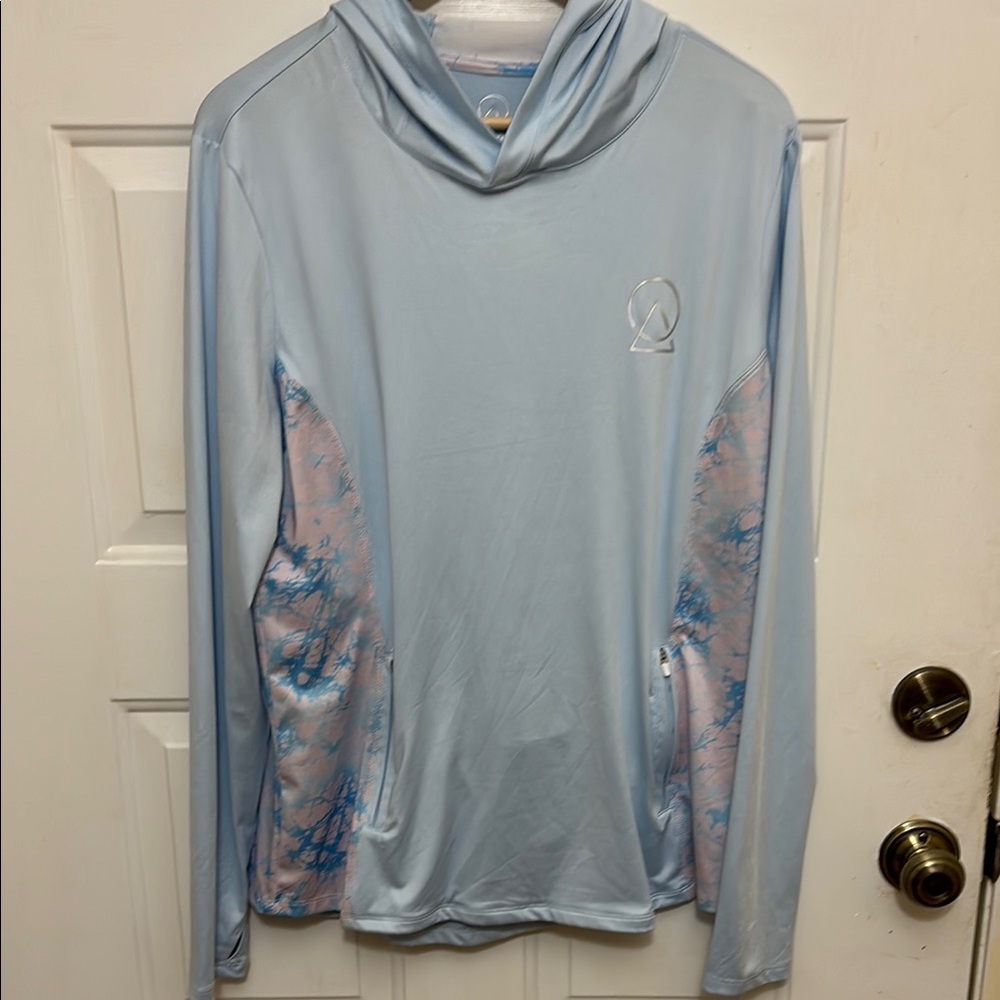 Light Blue Hoodie with Pink Accents